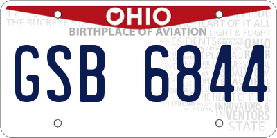 OH license plate GSB6844