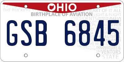 OH license plate GSB6845