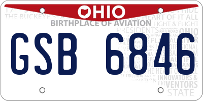 OH license plate GSB6846