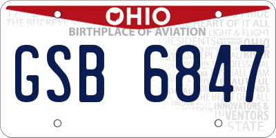 OH license plate GSB6847