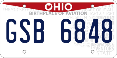 OH license plate GSB6848