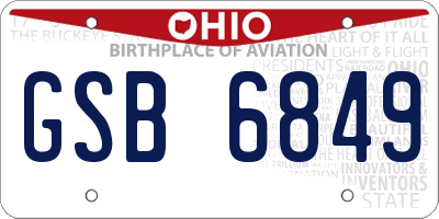 OH license plate GSB6849