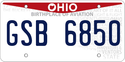 OH license plate GSB6850