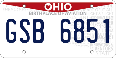 OH license plate GSB6851