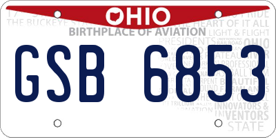 OH license plate GSB6853