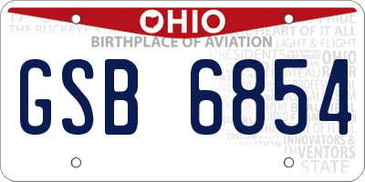 OH license plate GSB6854