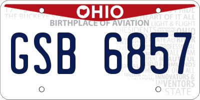 OH license plate GSB6857