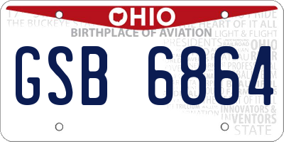 OH license plate GSB6864