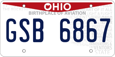 OH license plate GSB6867