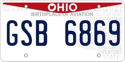 OH license plate GSB6869