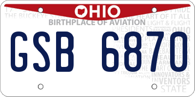 OH license plate GSB6870