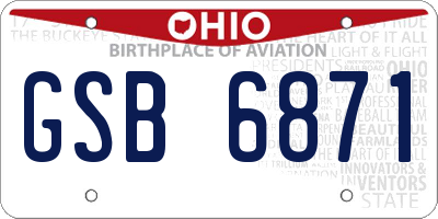 OH license plate GSB6871