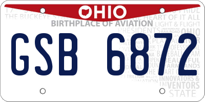 OH license plate GSB6872