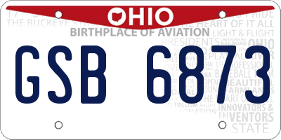 OH license plate GSB6873