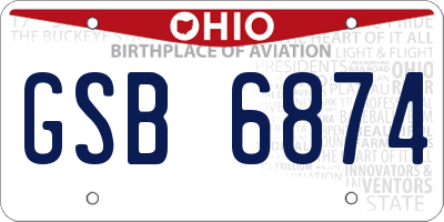 OH license plate GSB6874