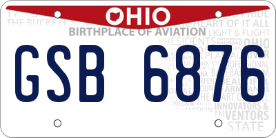 OH license plate GSB6876