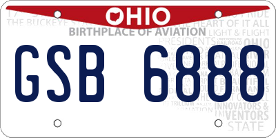 OH license plate GSB6888