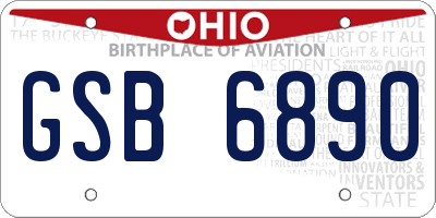 OH license plate GSB6890