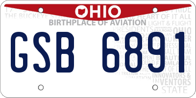 OH license plate GSB6891