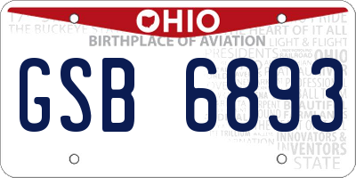 OH license plate GSB6893