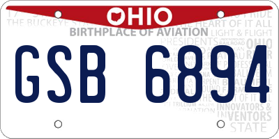 OH license plate GSB6894