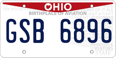 OH license plate GSB6896