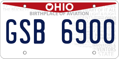 OH license plate GSB6900