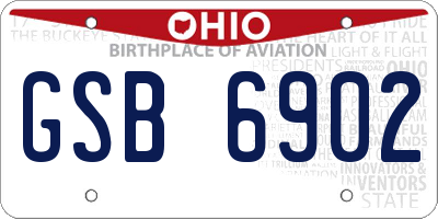 OH license plate GSB6902