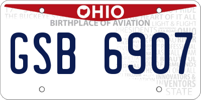 OH license plate GSB6907