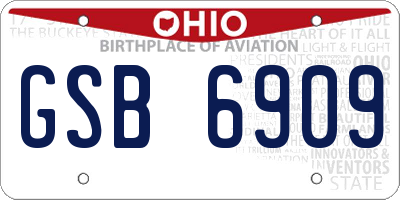 OH license plate GSB6909