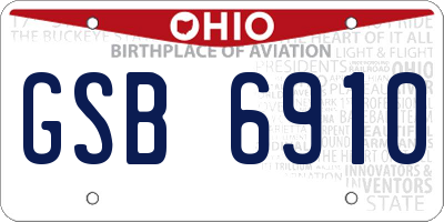 OH license plate GSB6910