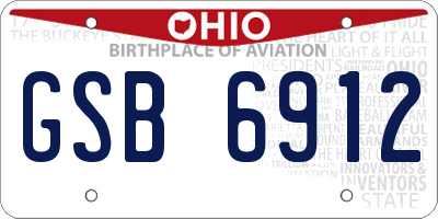 OH license plate GSB6912