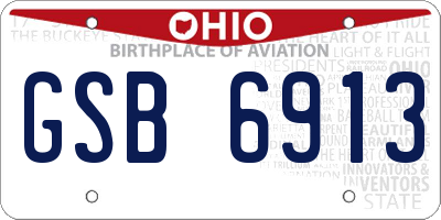 OH license plate GSB6913