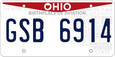 OH license plate GSB6914