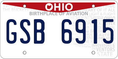 OH license plate GSB6915