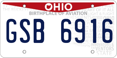 OH license plate GSB6916