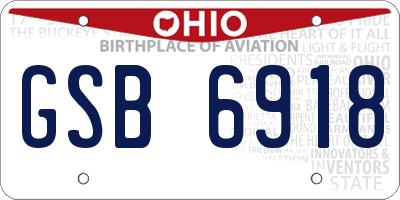 OH license plate GSB6918