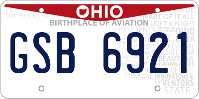 OH license plate GSB6921