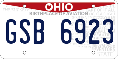 OH license plate GSB6923