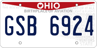 OH license plate GSB6924