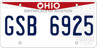 OH license plate GSB6925