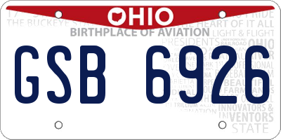 OH license plate GSB6926