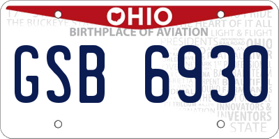 OH license plate GSB6930