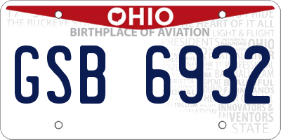 OH license plate GSB6932