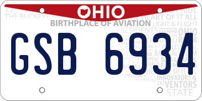 OH license plate GSB6934