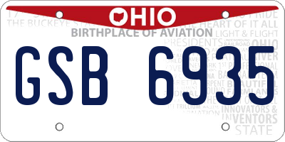 OH license plate GSB6935