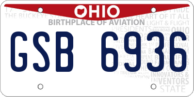 OH license plate GSB6936