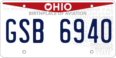 OH license plate GSB6940