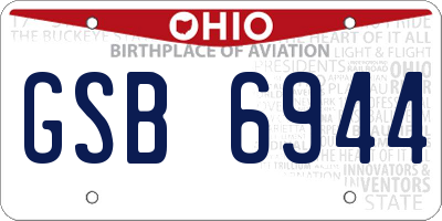 OH license plate GSB6944