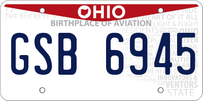 OH license plate GSB6945